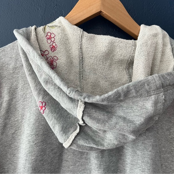 Johnny Was Light Gray Hoodie with Floral Embroidery - Picture 8 of 11